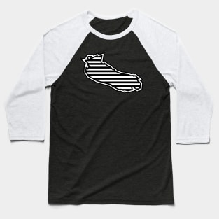 Gabriola Island SIlhouette in Black and White Stripes - Line Pattern - Gabriola Island Baseball T-Shirt